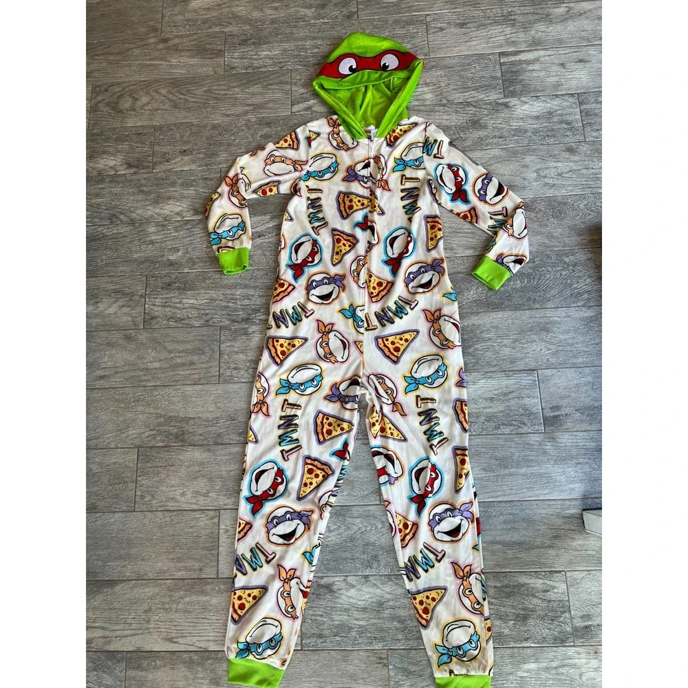 Teenage Mutant Ninja Turtles Pajama Union Suit Hooded Medium‎ 8 10 costume TMNT